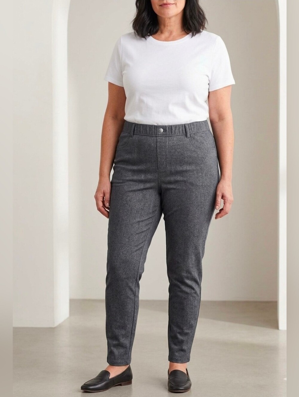 Time And Tru Women Dark Gray Casual Chinos
